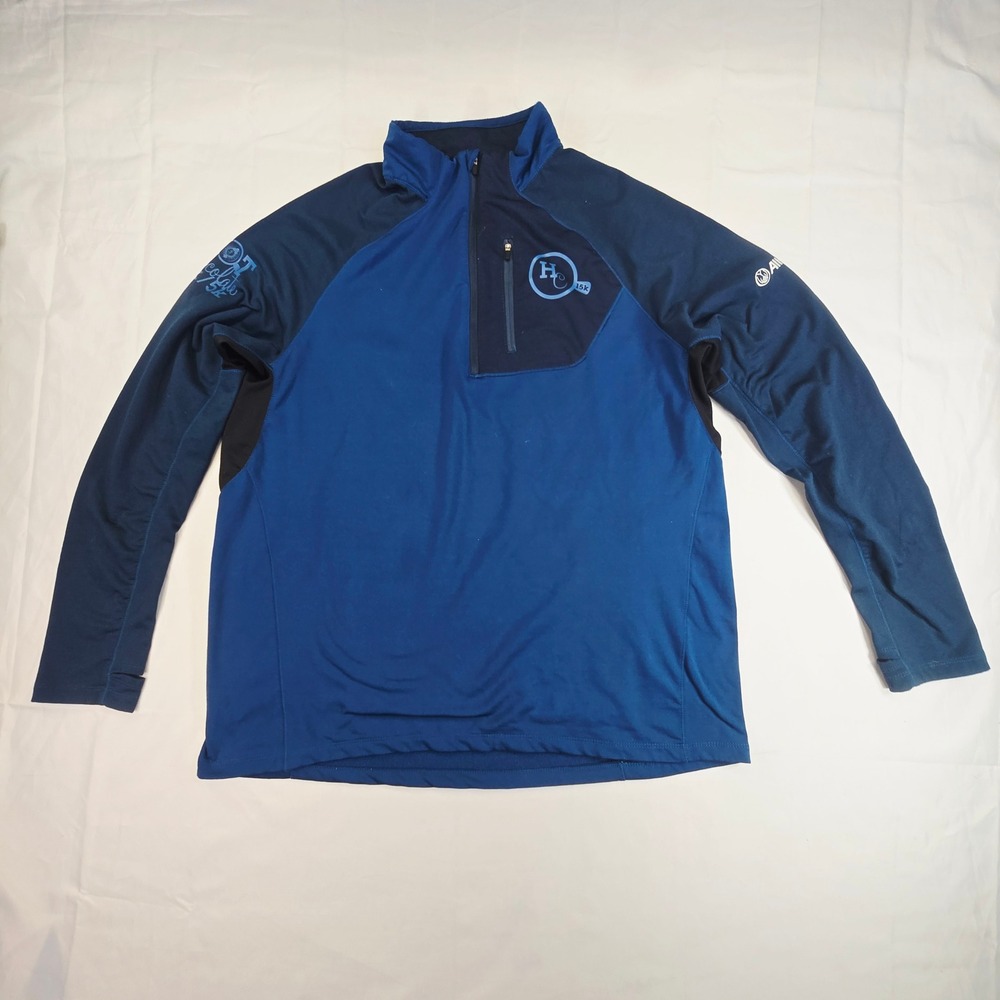 Running Man Men's Hot Chocolate 15k Pullover Size Medium Blue Quarter Zip Fleece